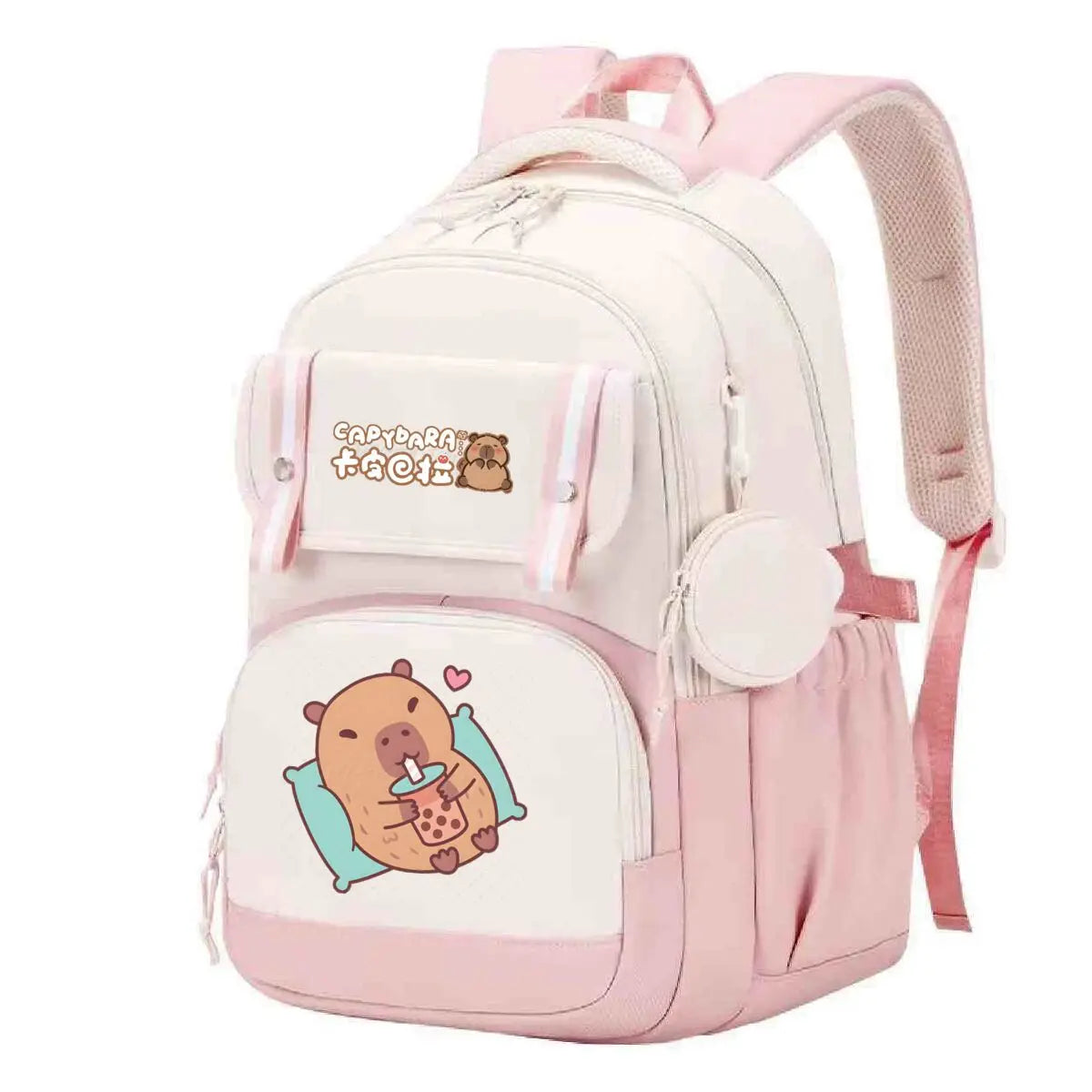 Capybara Print Backpack Girls Boys Cute Cartoon Outdoor Travel Bagpack Large Capacity Capybara Birthday Gifts Teeneger Schoolbag