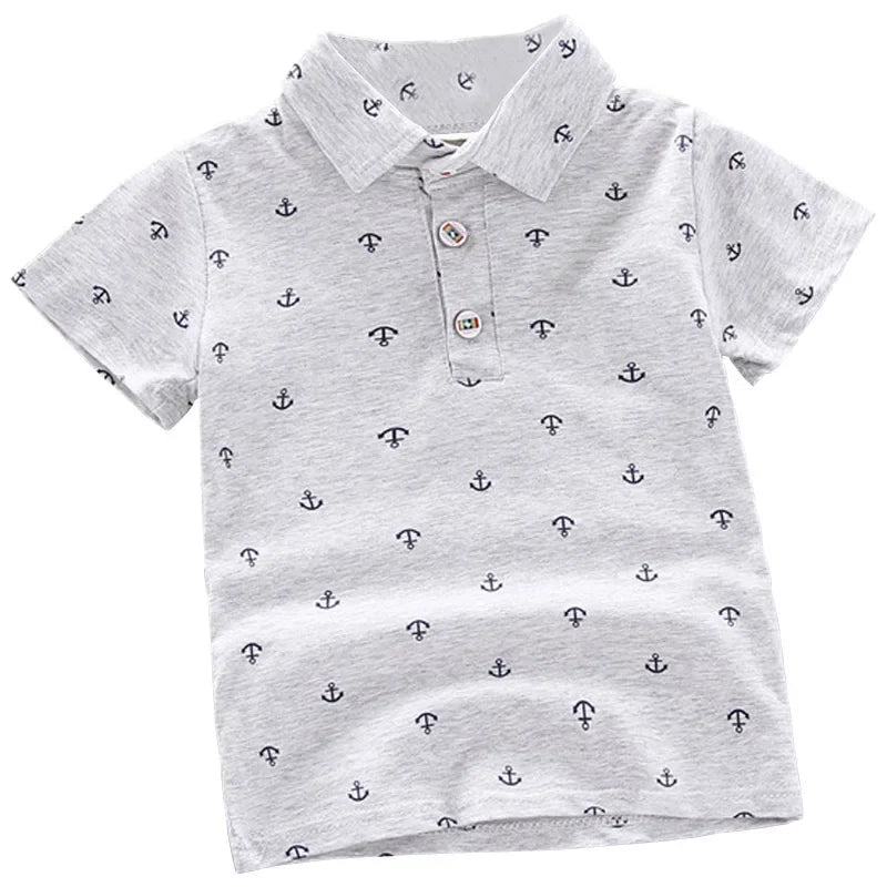 2025 Summer New Boys Fashion Print Short Sleeve Turndown Collar Cotton Shirt Breathable Children Tops Baby Clothes Dropshipping