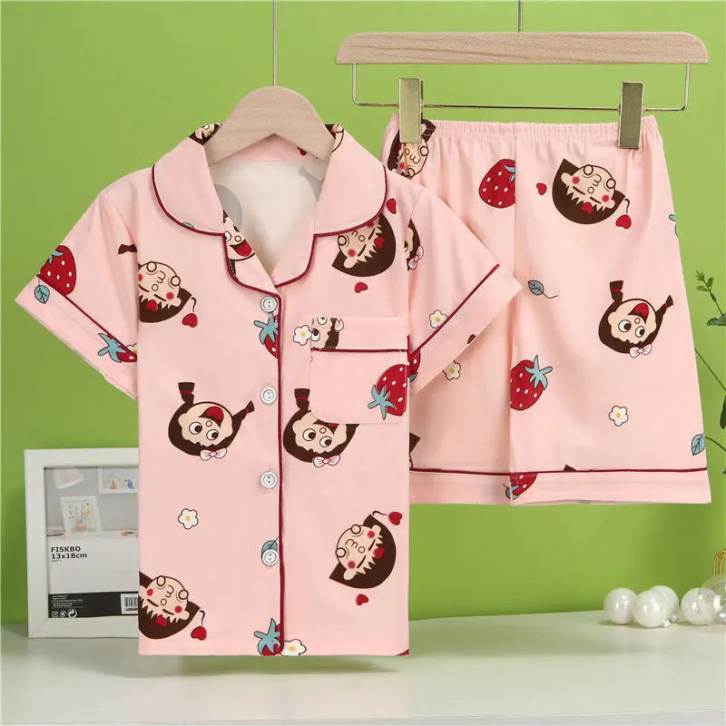 Summer Children's Pajama Set – Soft Cotton Sleepwear with Dinosaur Print for Boys and Girls, Comfortable Home Nightwear for Kids and Toddlers