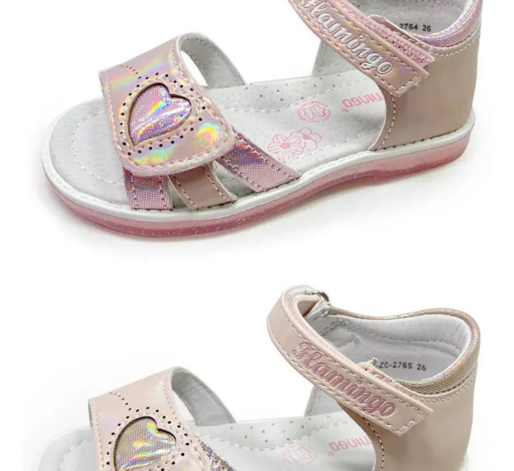FLAMINGO Summer kinder sandalen Hook& Loop Flat Arched Design Chlid Casual Princess Shoes Size 26-31 For Girls 221S-Z6-2763