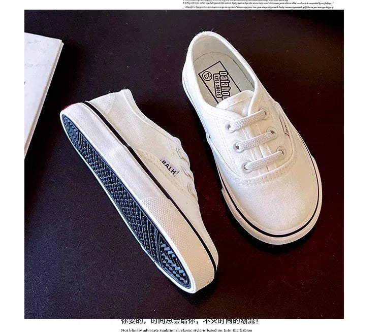 Children's Slip-On Canvas Shoes – Breathable, Solid Color Casual Footwear with Thick Soft Sole and Flat Bottom for Outdoor Wear