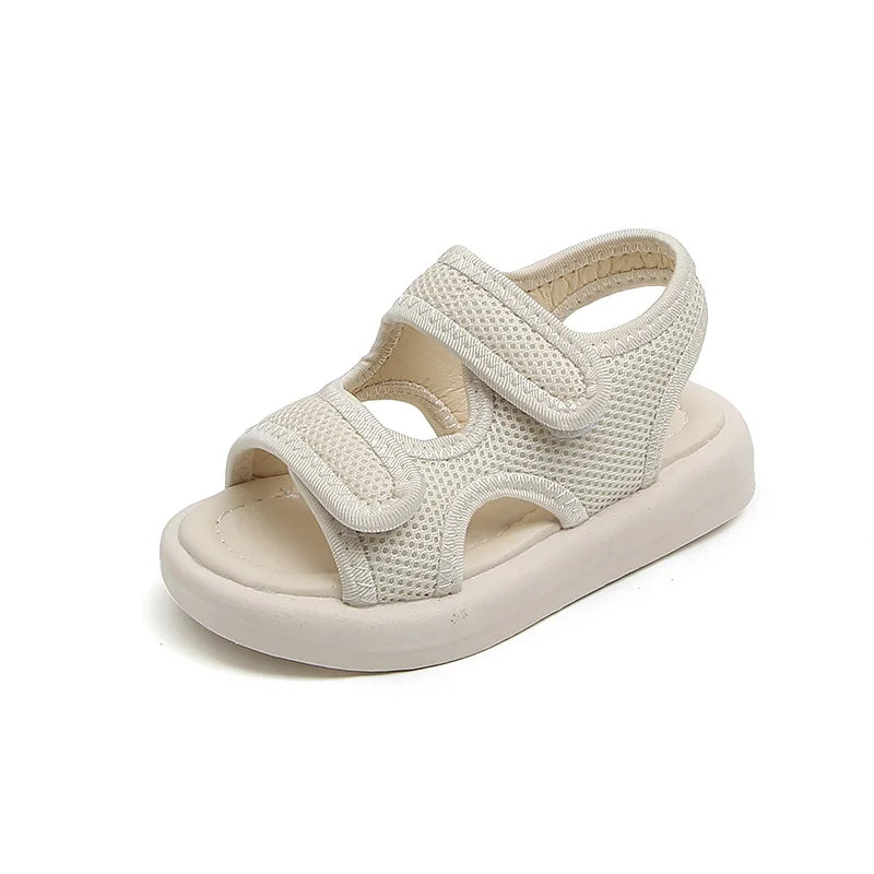 Summer Boys' Fashion Sandals – Breathable White Slip-On Shoes for Toddlers and Kids (Sizes 21–30)