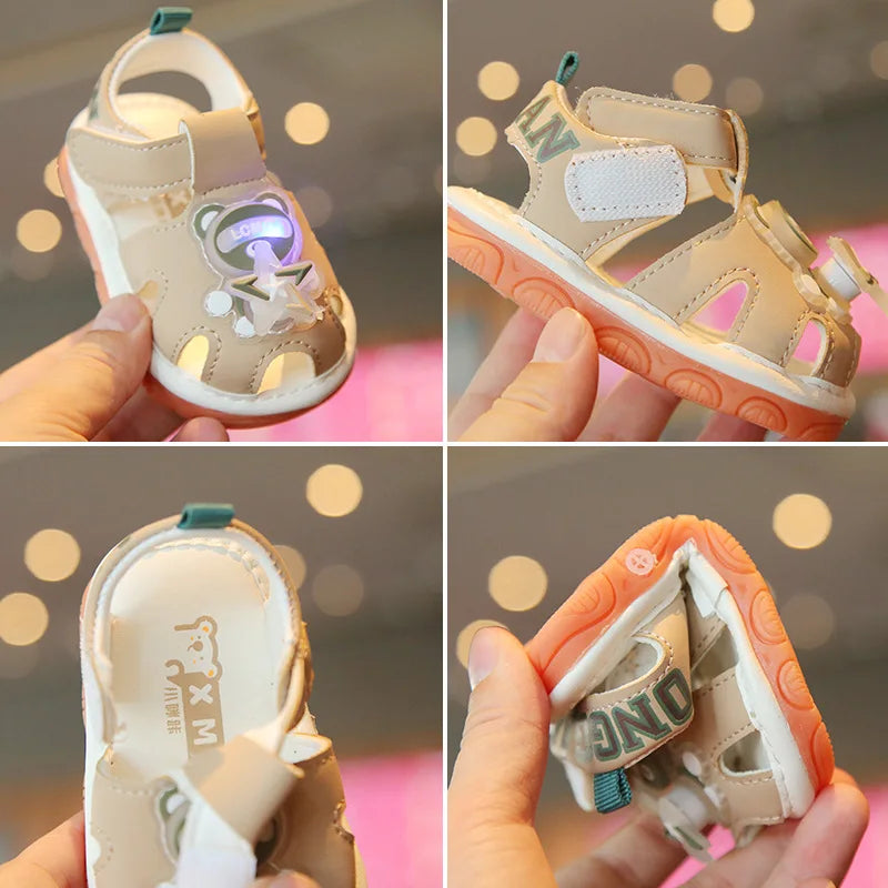 Baby walking shoes summer new for boys flash light shoe soft soled non slip sandals for girl cute and sound making boys' shoes