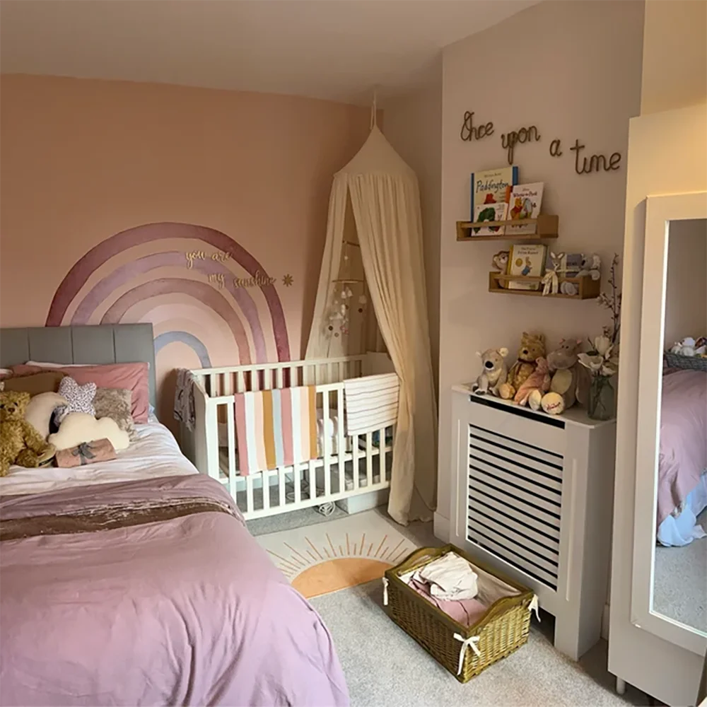 Kids Bed Canopy Cotton Linen Cover Net  Baby Crib Reading Nook Curtain Nursery Room Decor Hideaway Hanging Round Tent