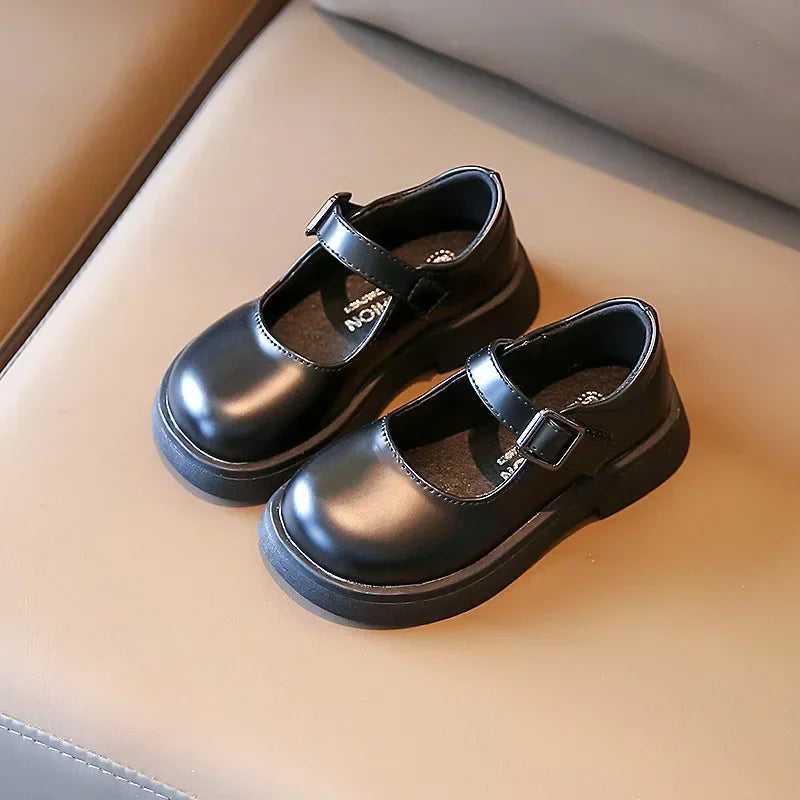 Princess Girl PU Shoe Kids Mary Jane Flats for Student Black School Platform Baby Toddler Footwear 23-35