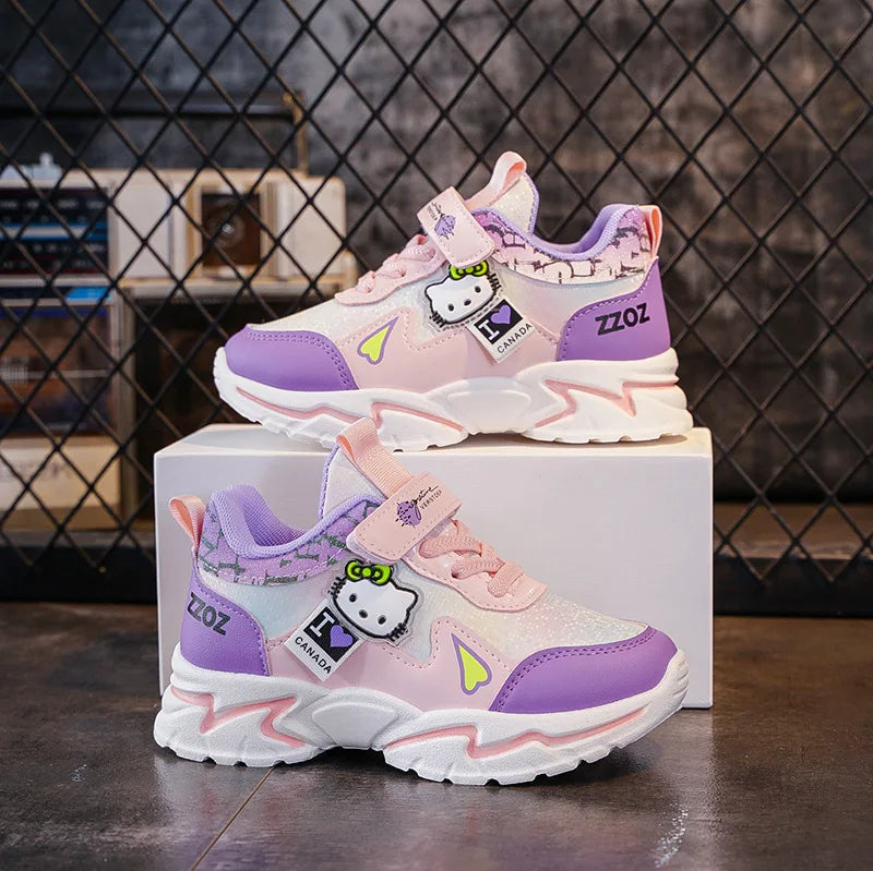 Hello Kitty Girls' sneakers cartoon anime casual shoes children's outdoor sports shoes  lightweight and soft soled for girls