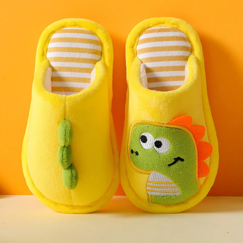 Winter Children‘s Slippers New Kids Slippers Dinosaur Warm Plush Indoor Autumn Non-Slip Soft Plush Slipper For Boys Girls