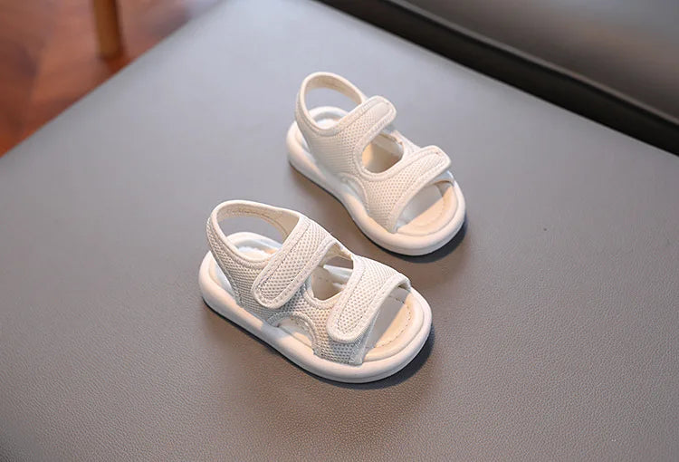 Summer Boys' Fashion Sandals – Breathable White Slip-On Shoes for Toddlers and Kids (Sizes 21–30)