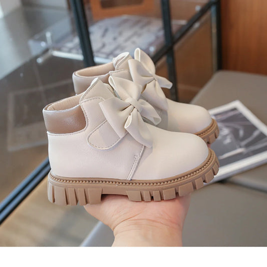 Girls Boots Bow Kids Fashion Buckle Cool Solid Color Toddler Girls Shoes Children Casual Boots Versatile Spring New Simple