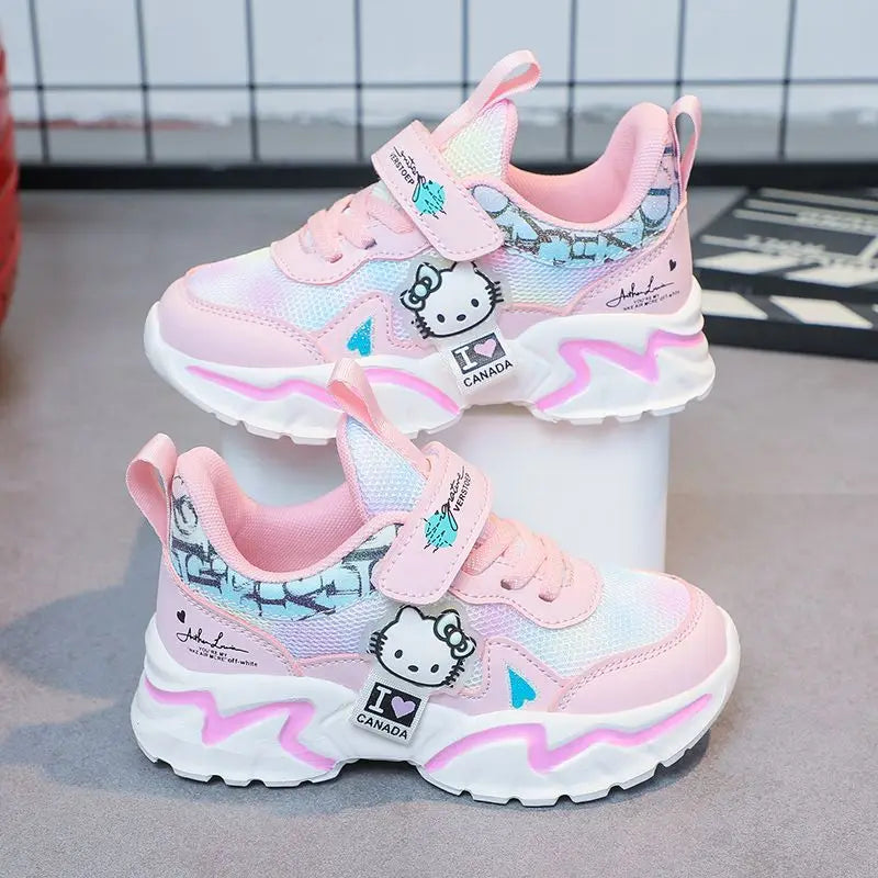 Hello Kitty Girls' sneakers cartoon anime casual shoes children's outdoor sports shoes  lightweight and soft soled for girls