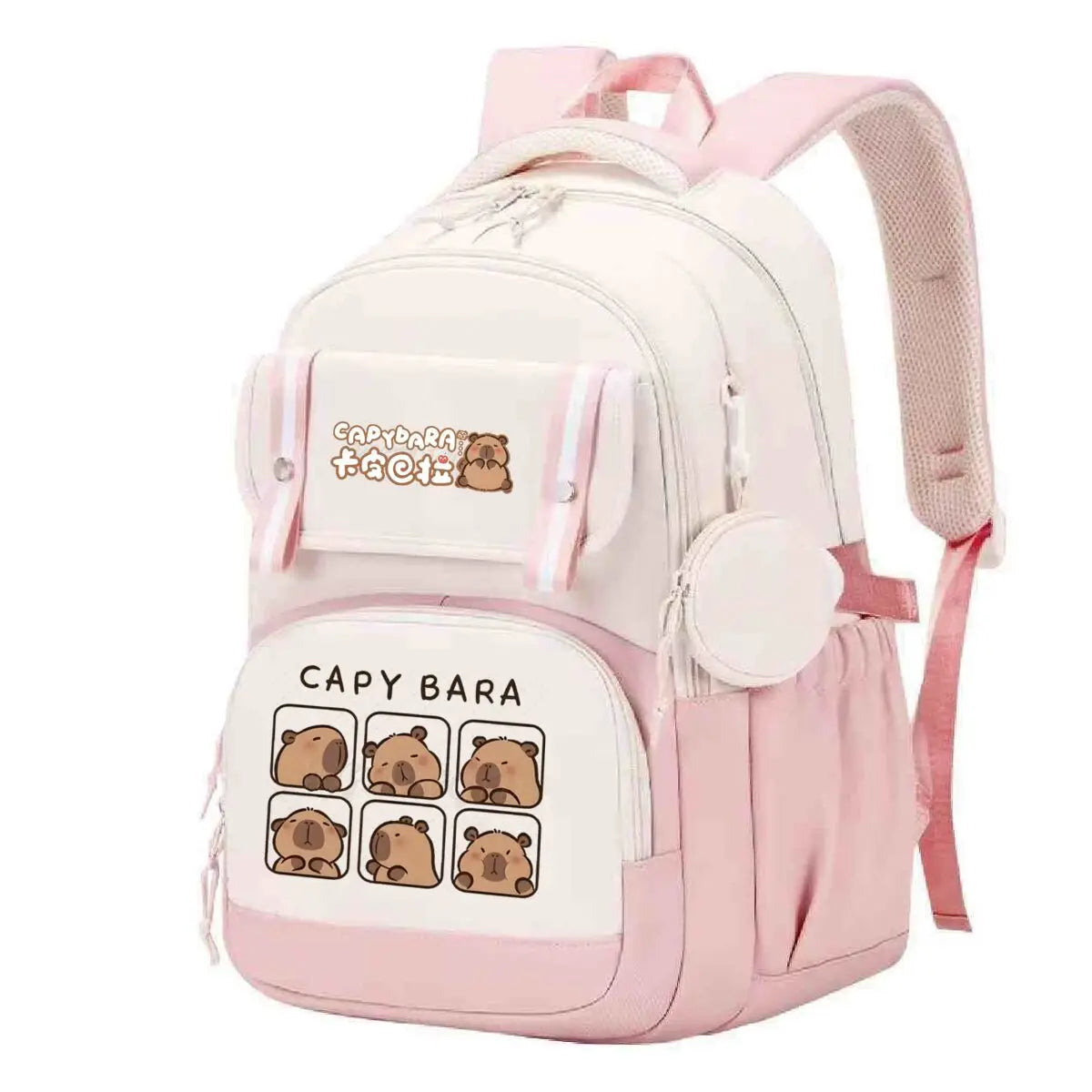Capybara Print Backpack Girls Boys Cute Cartoon Outdoor Travel Bagpack Large Capacity Capybara Birthday Gifts Teeneger Schoolbag