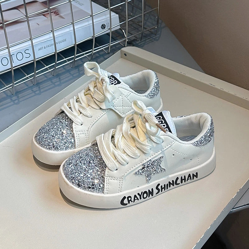 Kids' Spring/Fall Sports Shoes – Soft-Soled Leather Casual Sneakers for Boys and Girls, Classic White Board Shoe Style