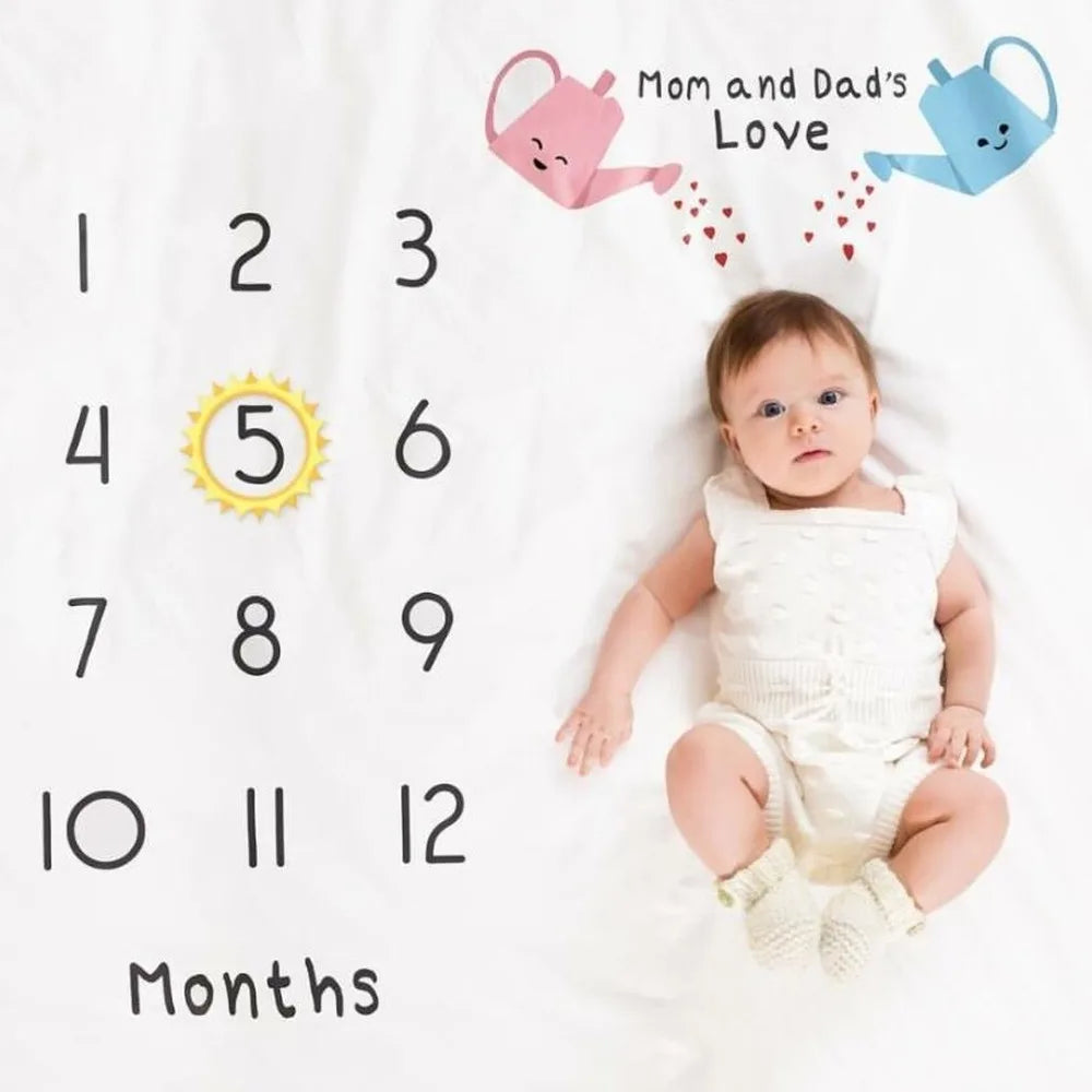 100*100cm Newborn baby Monthly Growth Milestone Blanket photography props Background Cloth Commemorate Rug