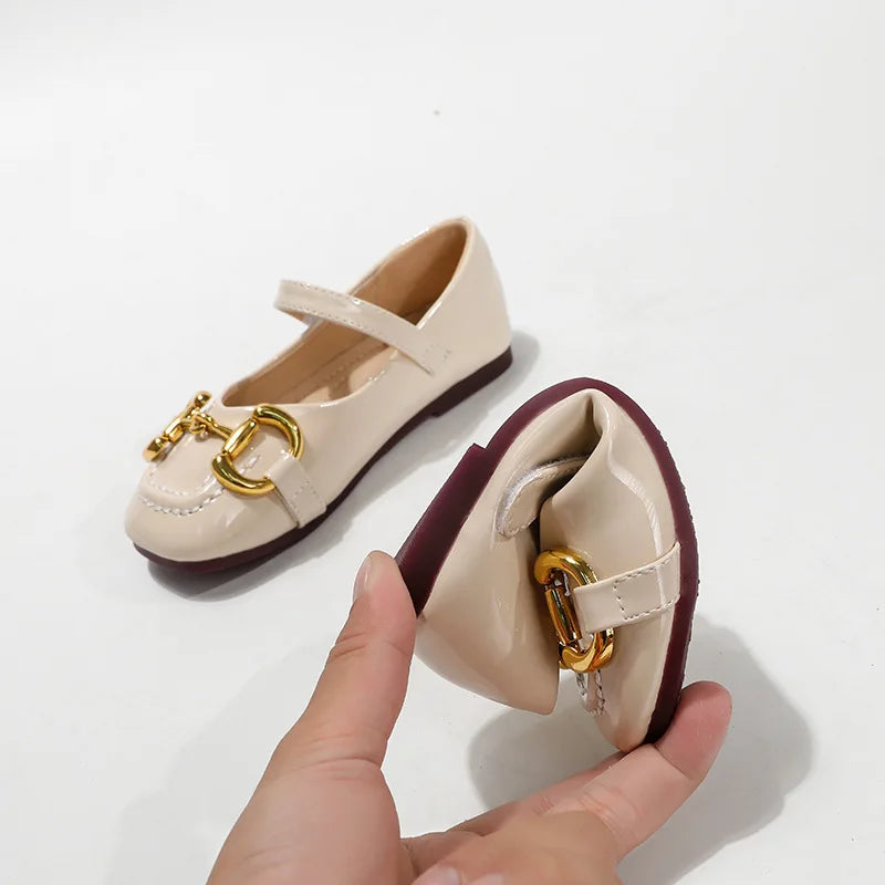 Qunq Girls 2022 Summer New Solid Rubber Soft Sole Small Leather Shoes Korean Edition Children Four Seasons Lovely Kids Shoes