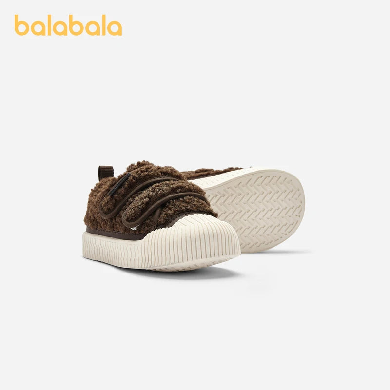 Balabala Baby Walking Shoes Baby Boys Girls 2024 New Winter Plus Velvet New Warm Cute Comtable Trendy Kids Shoes