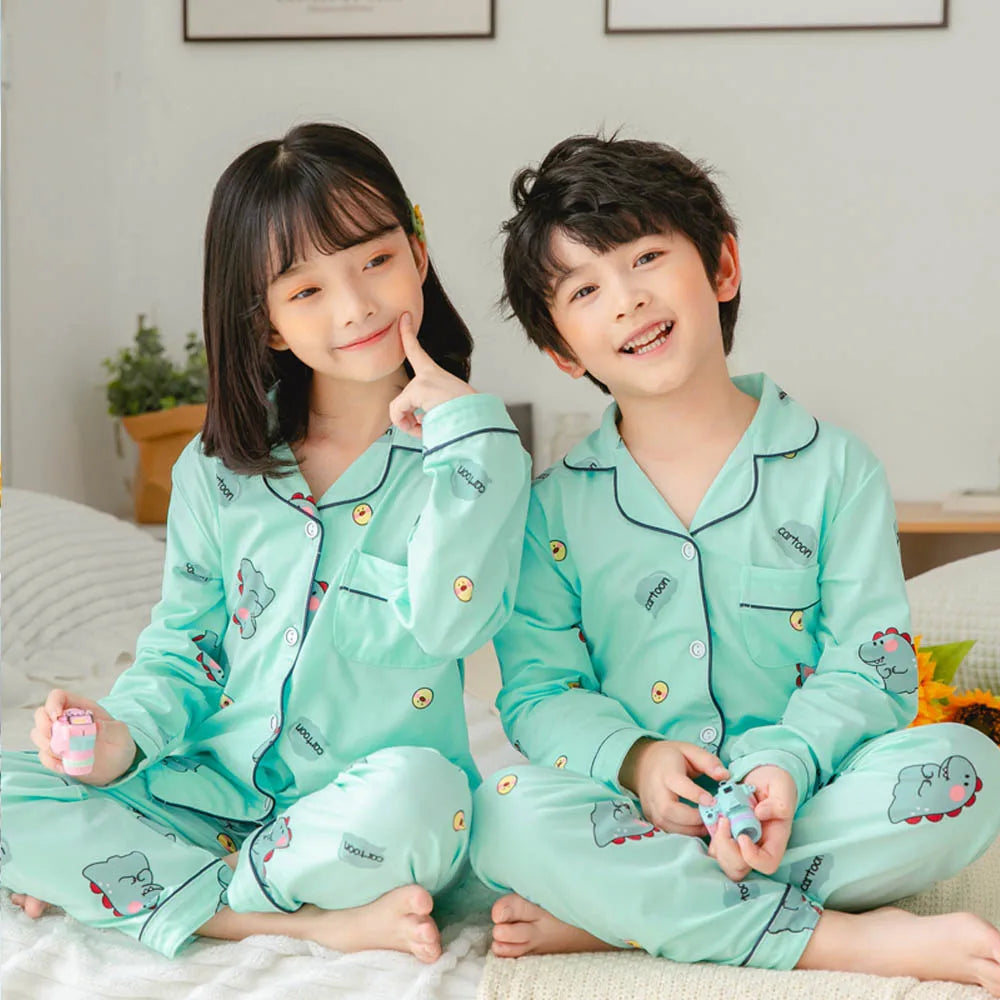 Summer Kids' Pajama Set – Soft Cotton Dinosaur Print Sleepwear for Boys and Girls, Comfortable Homewear for Toddlers and Children