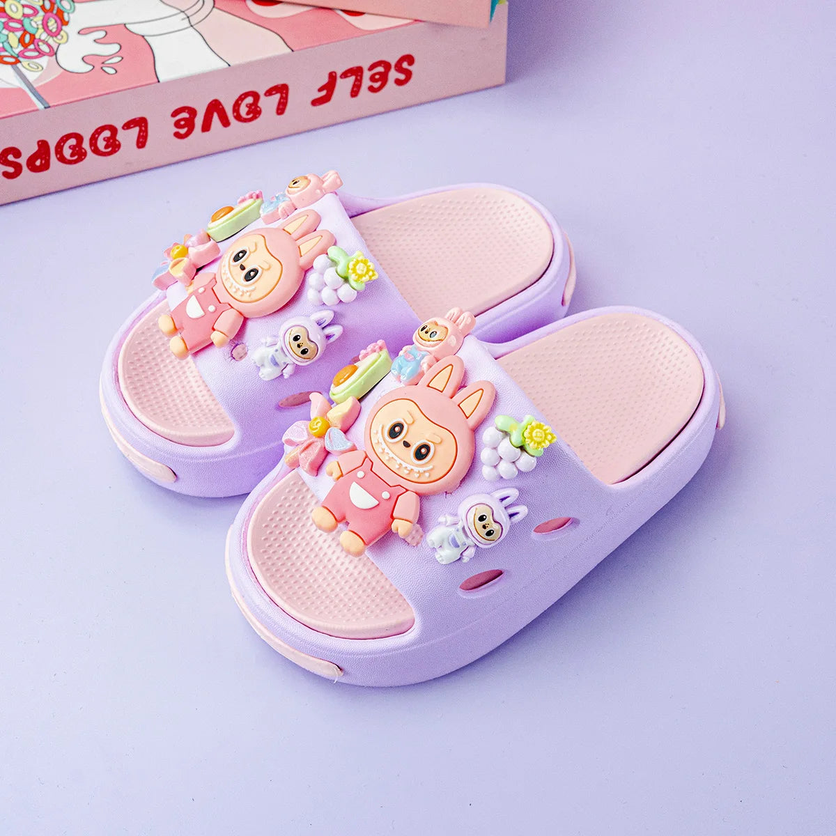 New Popular Cartoon Pink Versatile Eva Slippers for Boys and Girls, Fashionable Double Soft-Soled Non-Slip Sandals 831