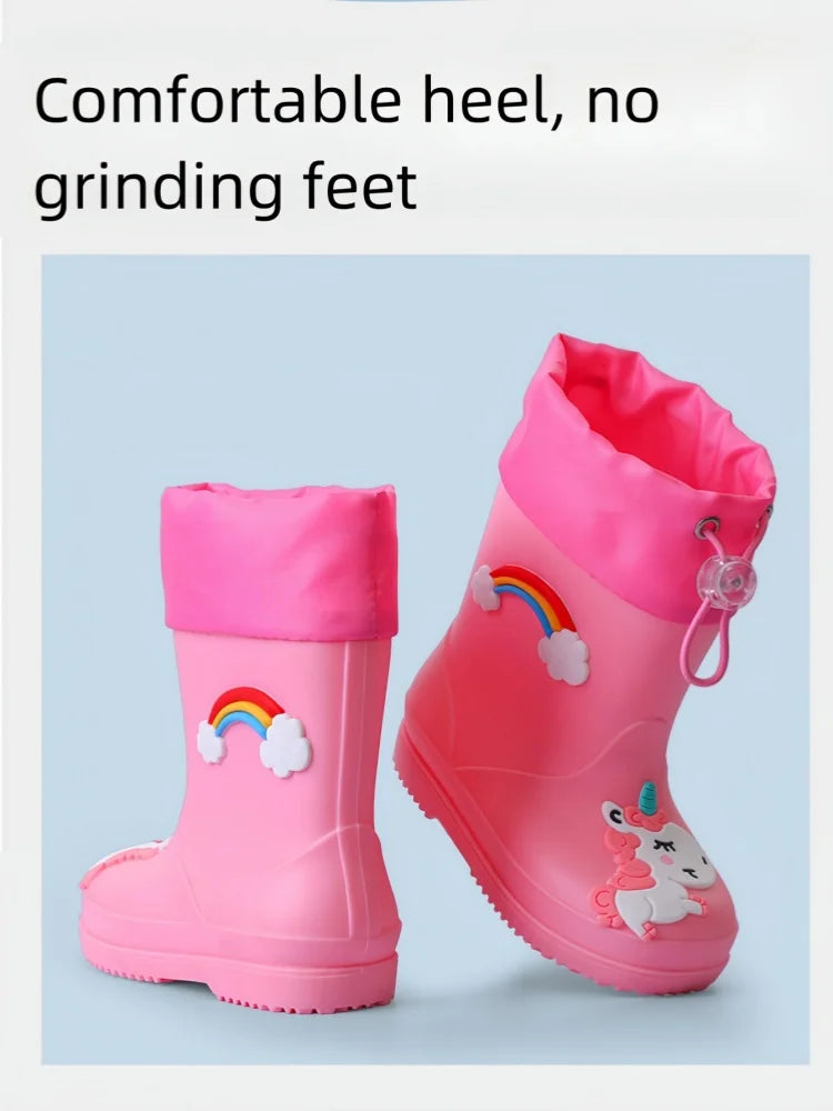 Summer children buckle rain shoes girls fashion beautiful water shoes thick soles non-slip rain boots