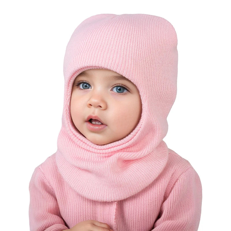 Winter Baby Balaclava Hat Warm Knitted Woolen Beanie Cap Scarf One-Piece Kids Ear Protection Hat Toddler Neckerchief Bonnet 1-7Y