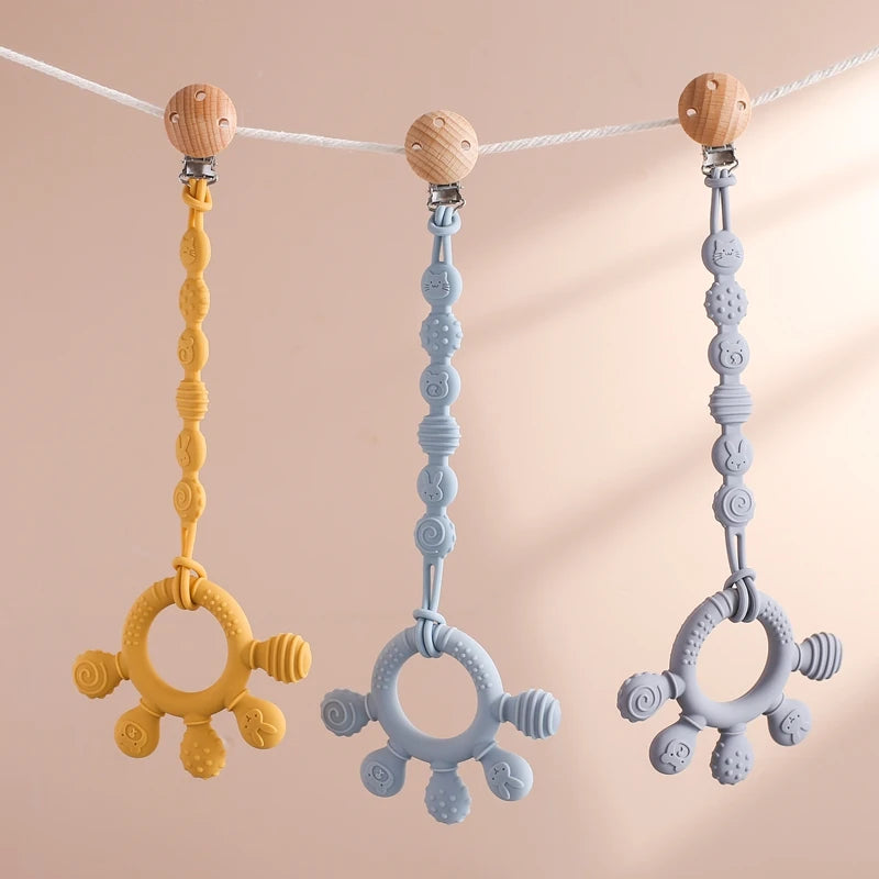 Finger Teether Silicone Pacifier Chain Baby Teether No BPA Teething Ring Gum Baby Care Equipment Silicone Baby Care Utensils