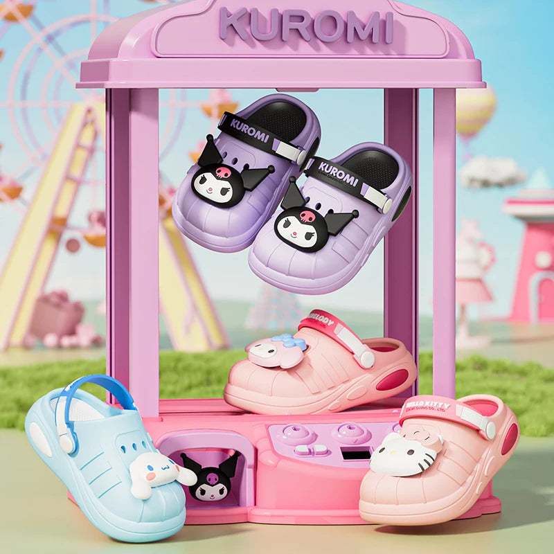 New Sanrio Hello Kitty Hole Sandals Slippers Kt Cat Sandals Kawaii Eva Anime Home Beach Shoes Summer Slippers Adult Kids Gifts