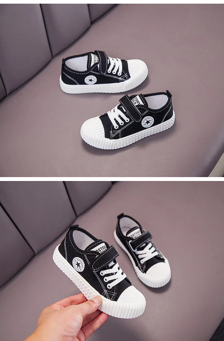 Children's Canvas Shoes Soft Sole Comfortable Cookie Shoes Boys and Girls Breathable Non-slip Leisure Sports Canvas Shoes