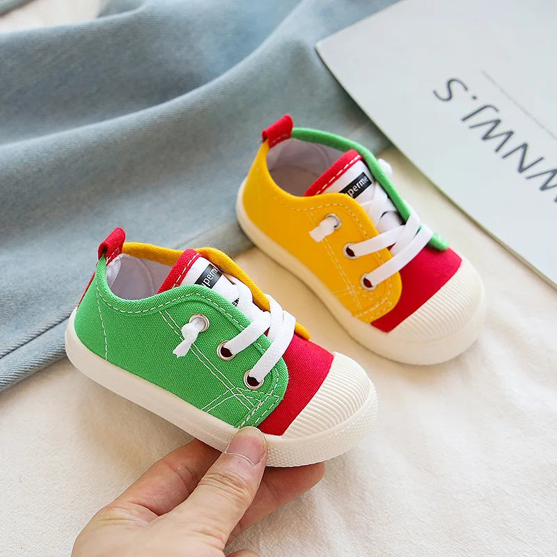 Boys Canvas Shoes Sneakers Girls Tennis Shoes Lace-up Children Footwear Toddler Yellow Chaussure Zapato Casual Kids Canvas Shoes
