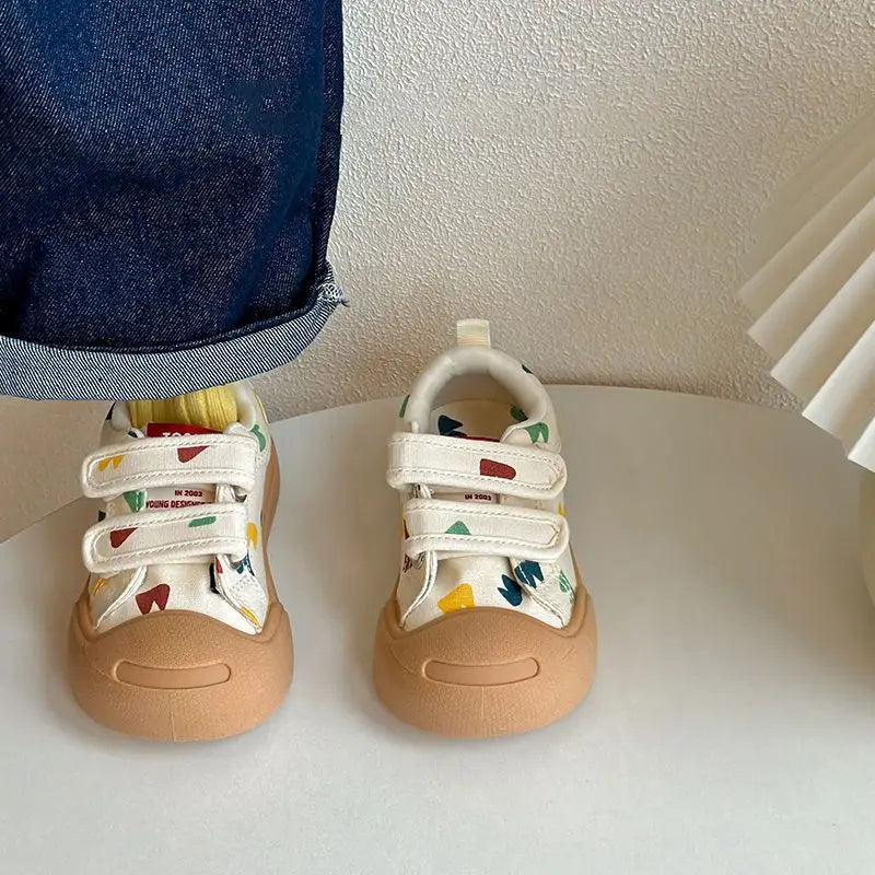 Kids Casual Canvas Shoes Autumn Children Sneakers Breathable Mesh Toddler Kids Outdoor Soft Soled Anti Slip Infant Walking Shoes