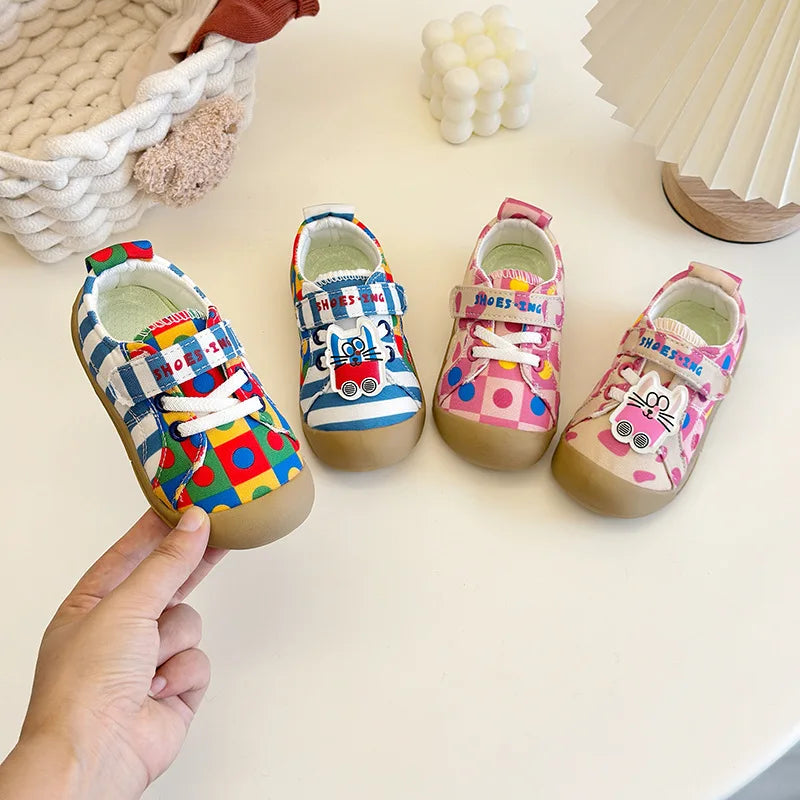 Cartoon 3D Cat Girl 2025 Spring and Autumn New Style Children's Soft Bottom Non tiring Foot Boys' Baby Canvas Shoes