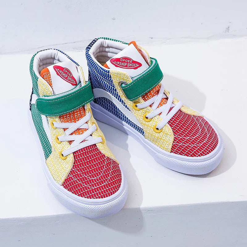 2207 Spring and Autumn Colored Breathable Children's Canvas Shoes Fashion Versatile Board Shoes Korean Edition Children's Shoes