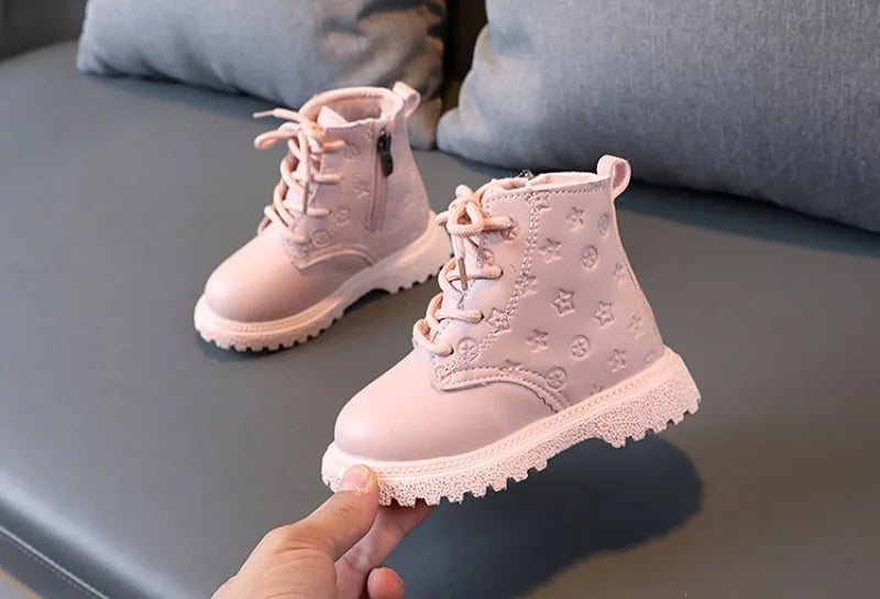 Bota Kid Boots Kid Fashion Boots Autumn Winter Boys British Plush Short Boot Girl Ankle Boots French Boy/ Girls Boot Kid Shoes