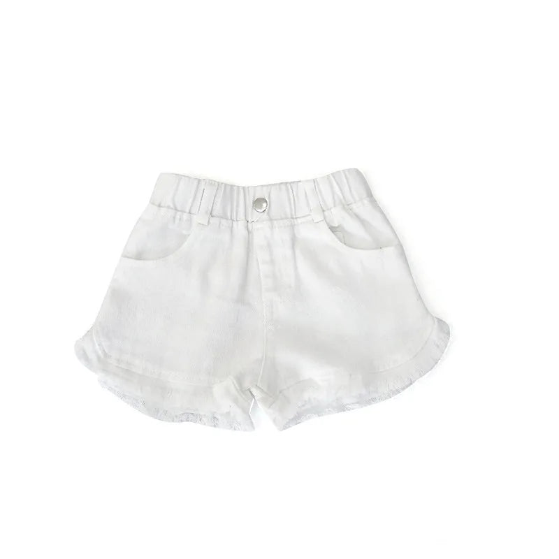 Children's Summer New Solid Color Korean Pants Girls Casual White Jeans Children Black Shorts Baby Hot Pants Kids Shorts