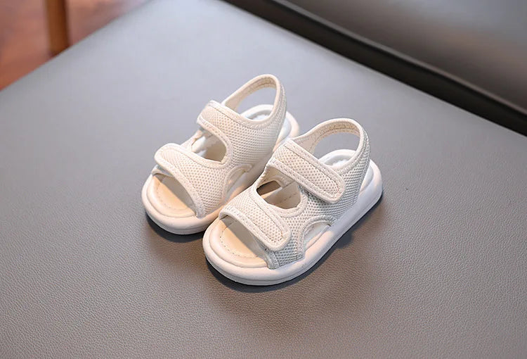 Summer Boys' Fashion Sandals – Breathable White Slip-On Shoes for Toddlers and Kids (Sizes 21–30)