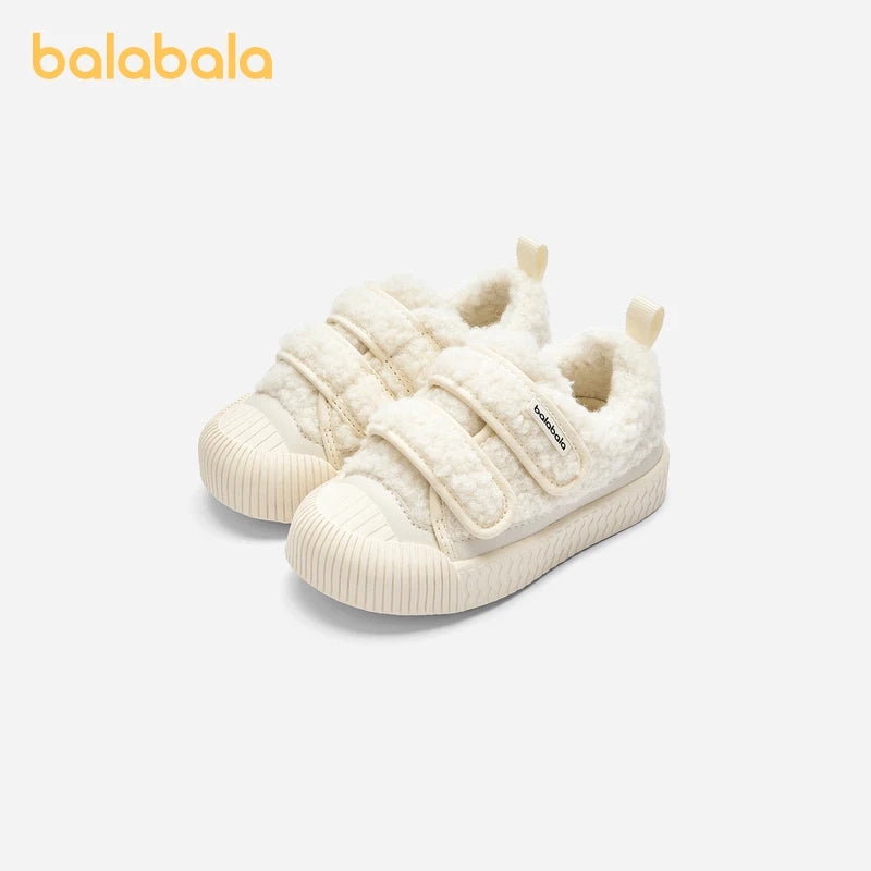Balabala Baby Walking Shoes Baby Boys Girls 2024 New Winter Plus Velvet New Warm Cute Comtable Trendy Kids Shoes