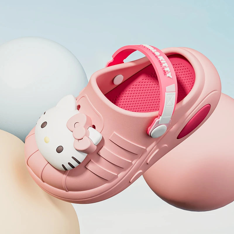 New Sanrio Hello Kitty Hole Sandals Slippers Kt Cat Sandals Kawaii Eva Anime Home Beach Shoes Summer Slippers Adult Kids Gifts