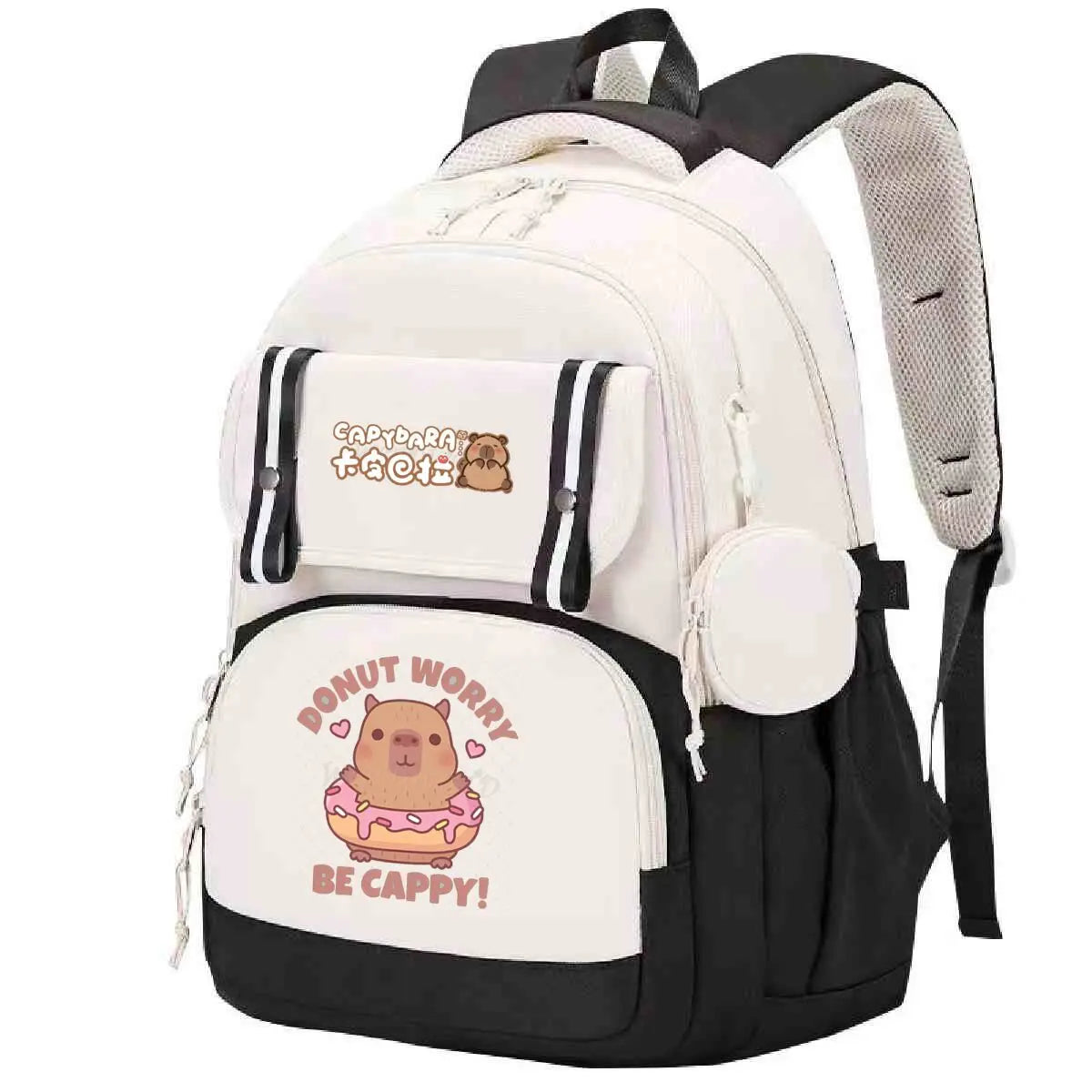 Capybara Print Backpack Girls Boys Cute Cartoon Outdoor Travel Bagpack Large Capacity Capybara Birthday Gifts Teeneger Schoolbag