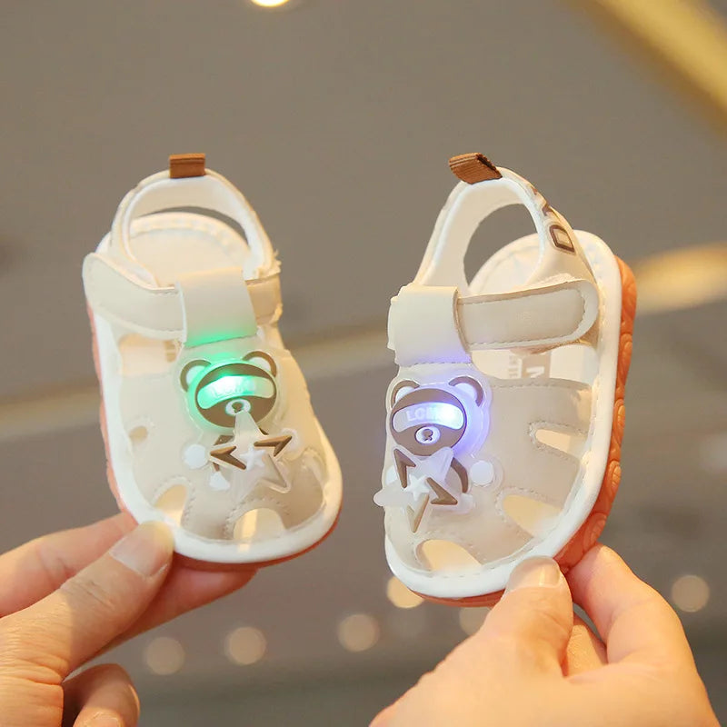 Baby walking shoes summer new for boys flash light shoe soft soled non slip sandals for girl cute and sound making boys' shoes