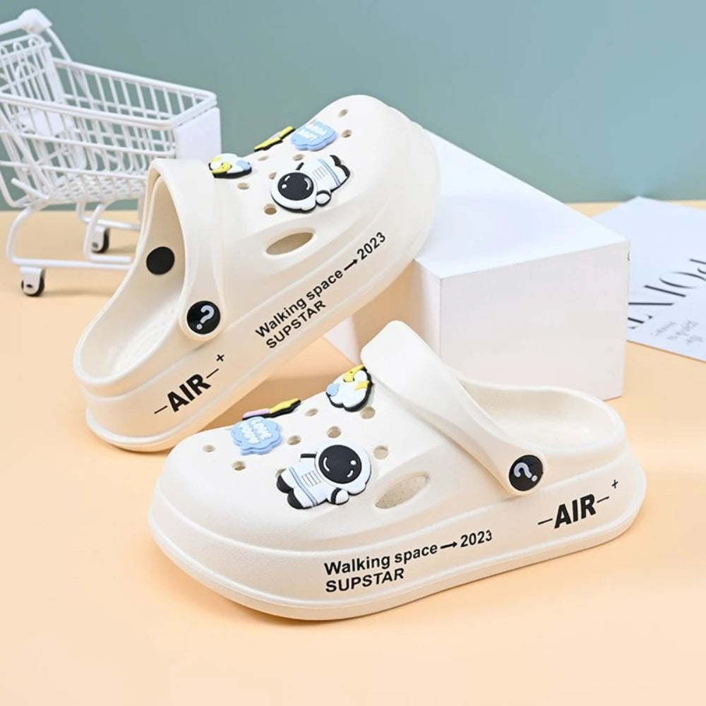 New 170/180/190/200mm Kid's Breathable Outdoor Casual Sandals Summer Non-slip Thick Sole Closed-Toe Cute Baby Toe Beach Slippers
