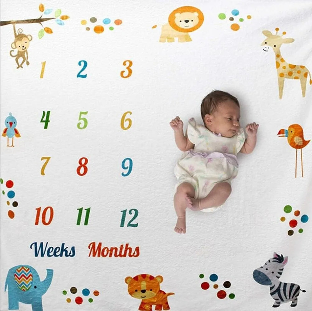100*100cm Newborn baby Monthly Growth Milestone Blanket photography props Background Cloth Commemorate Rug