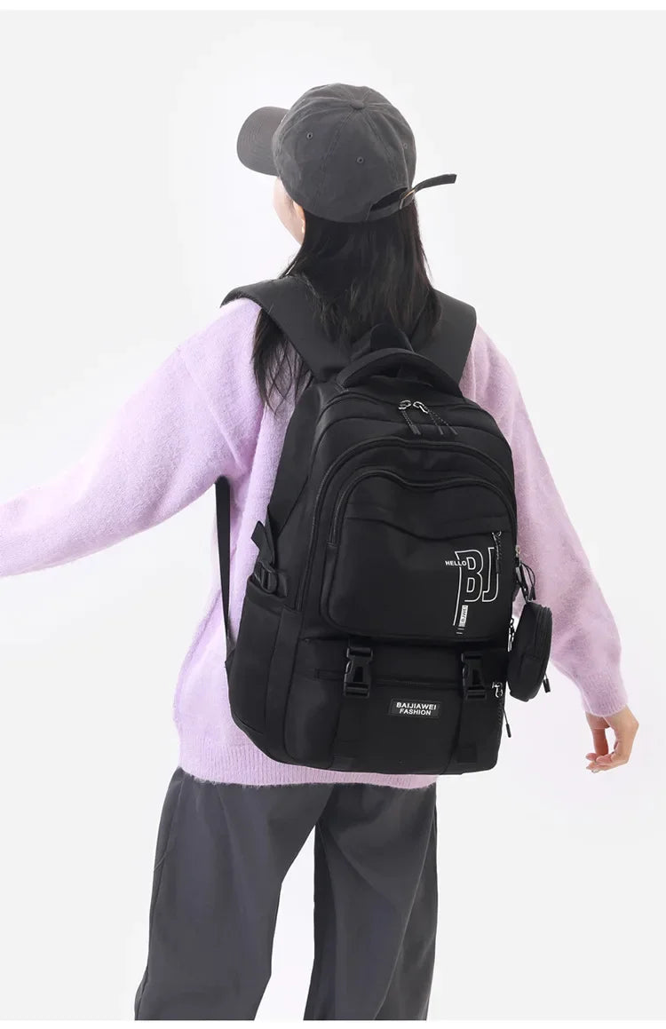 Macaron Color-Block Girls' School Backpack – Premium Large-Capacity Bag with Rainbow Zipper for Kids and Teen Students