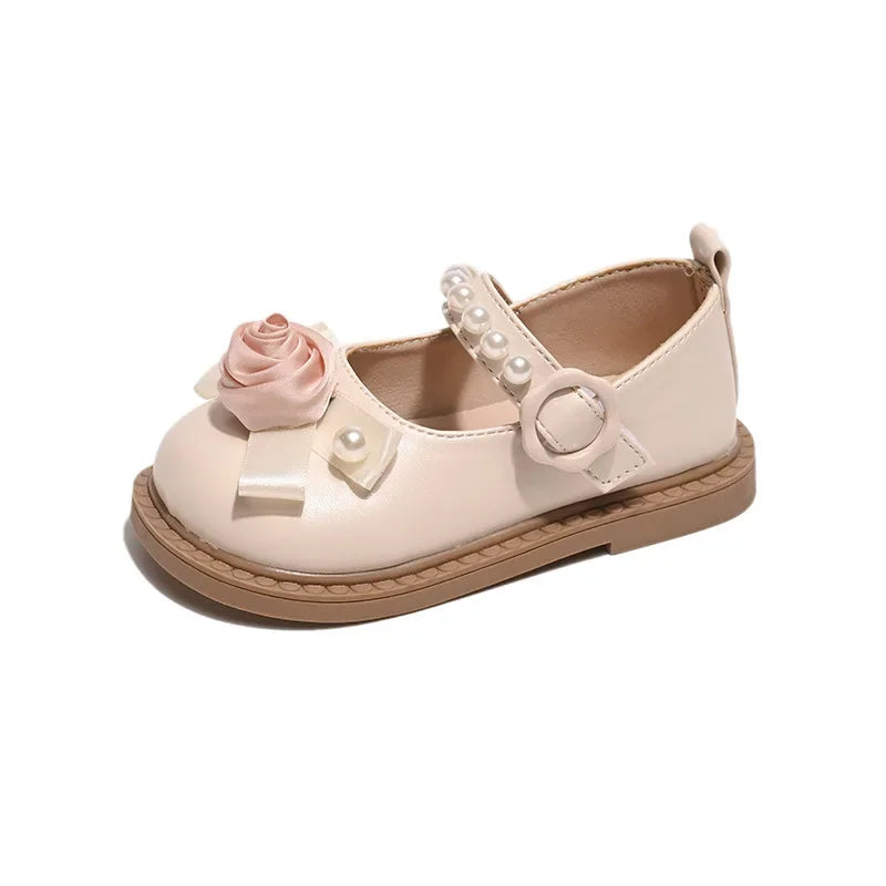 Elegant Girl's Shoes for Wedding Party Chic Flower Kids' Causal Leather Shoes Fashion Sweet Versatile Children Princess Shoes