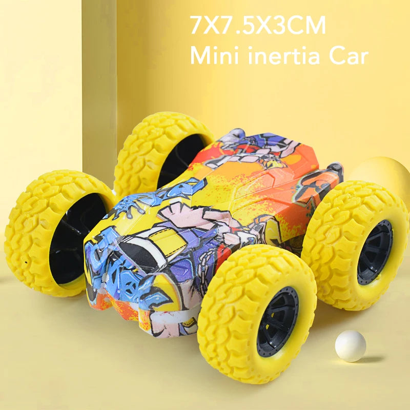 Double-Side Vehicle Inertia Car Collision Automatic Turnover Running Car Toy 360 degrees Rotating Graffiti Color Toys Car Gifts