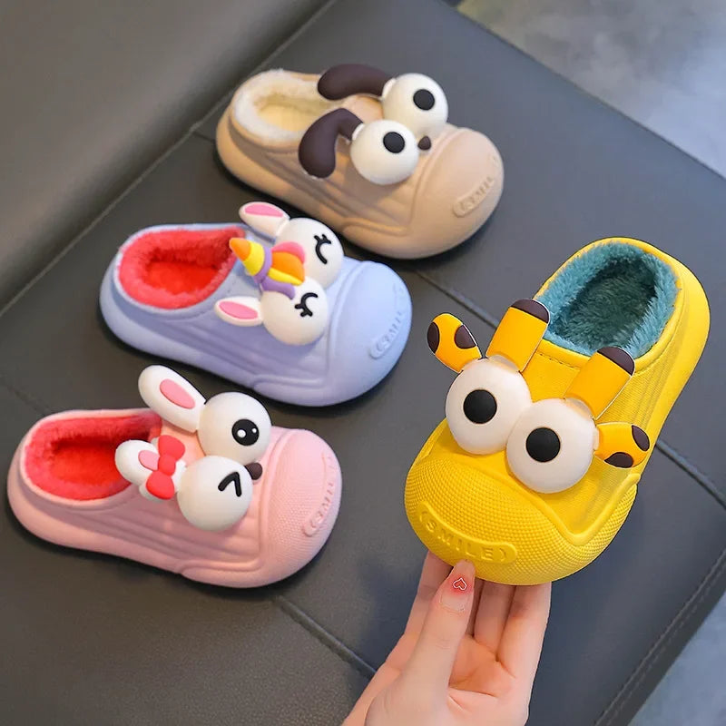 Children Shoes Winter Baby Cartoon Warm Cotton Plush Slippers Antiskid Slippers House Kids Lovely Waterproof Sandalias De Mujer