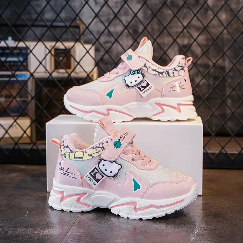 Hello Kitty Girls' sneakers cartoon anime casual shoes children's outdoor sports shoes  lightweight and soft soled for girls