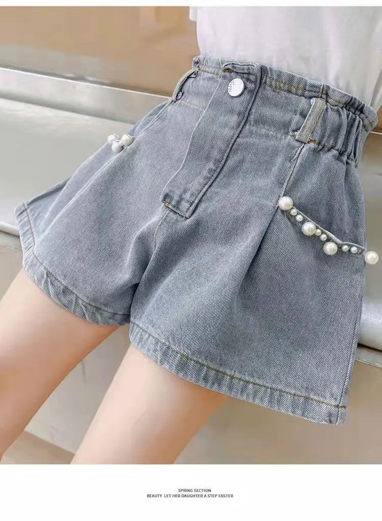 Childrens Clothing Girls Shorts Summer New Style Childrens Denim Shorts Girls Outerwear Pants Casual and Versatile