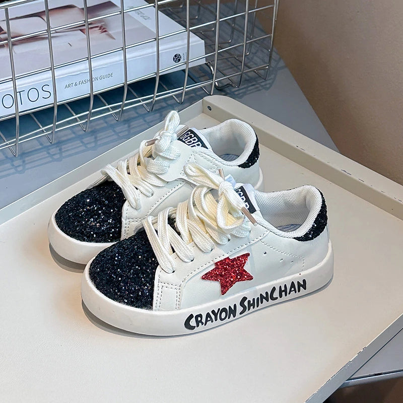 Kids' Spring/Fall Sports Shoes – Soft-Soled Leather Casual Sneakers for Boys and Girls, Classic White Board Shoe Style