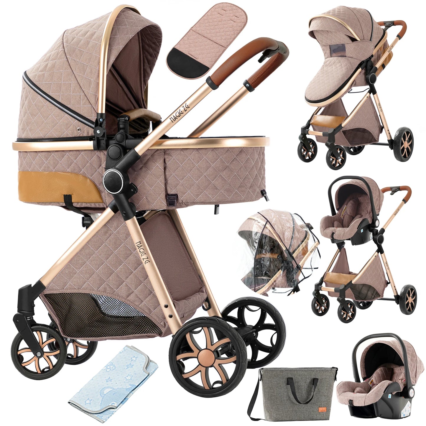 3 in 1 Lightweight Baby Stroller for Newborns Travel Foldable Infant Stroller which can be used as Baby Carriage and Light Cart