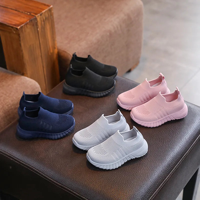 Children Running Sneakers Boys Girls Casual Mesh Breathable Anti-Slip Walking Patchwork Tenis Toddler Soft Soled Girls Shoes