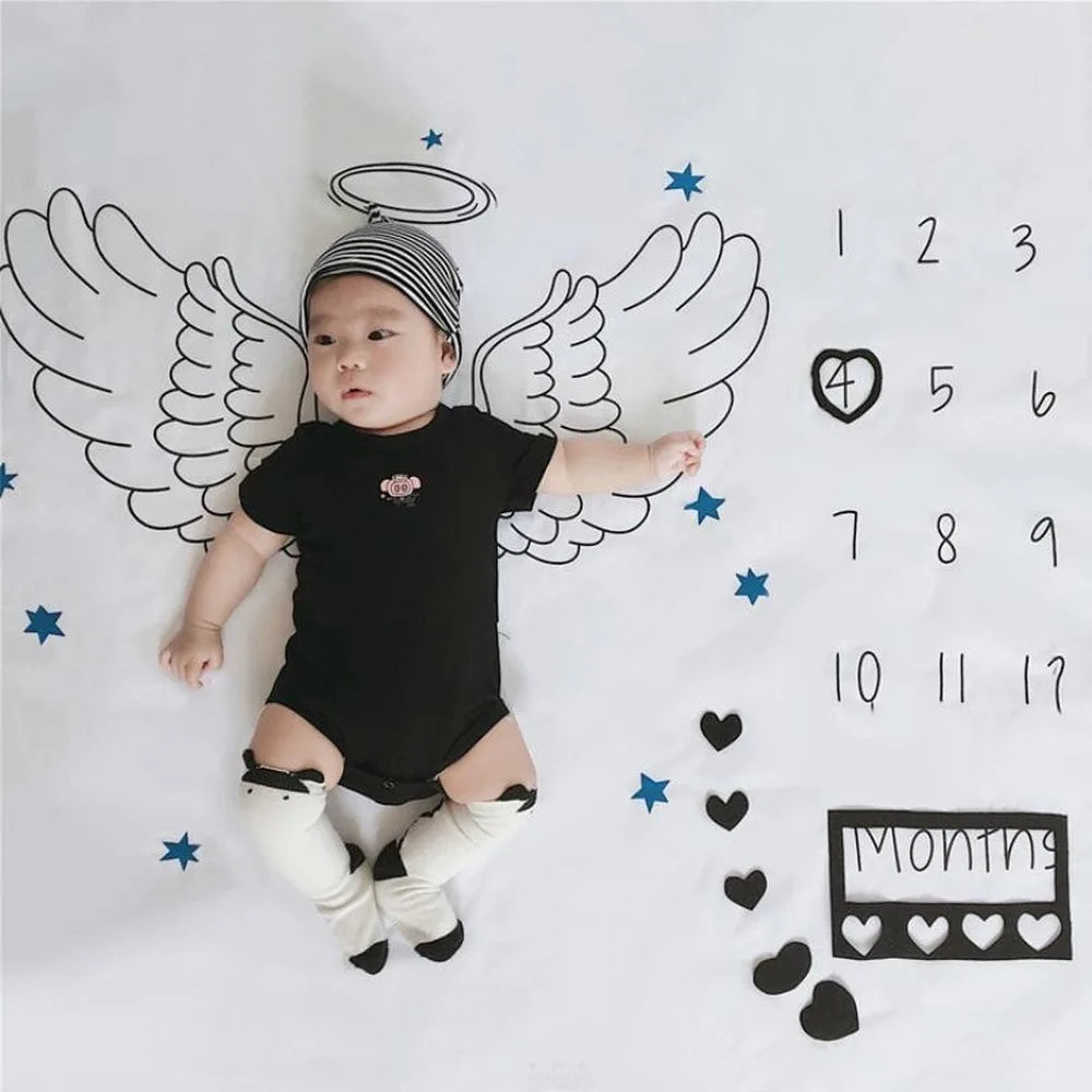 100*100cm Newborn baby Monthly Growth Milestone Blanket photography props Background Cloth Commemorate Rug