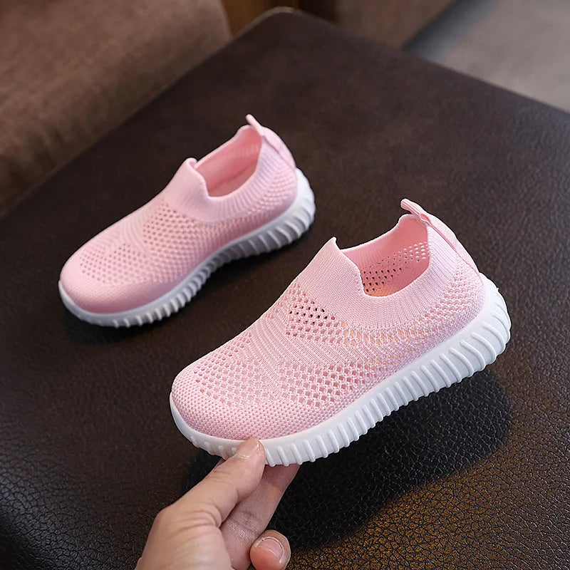 Children Running Sneakers Boys Girls Casual Mesh Breathable Anti-Slip Walking Patchwork Tenis Toddler Soft Soled Girls Shoes